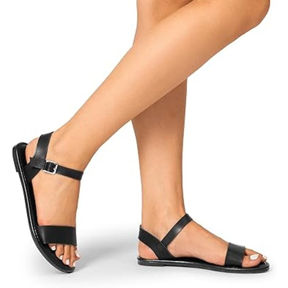 New Dream Pairs Womens Size 9 Black Ankle Strap Open Toe Buckle Sandal Shoes